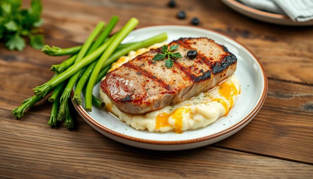 Pork filet and cauliflower mash